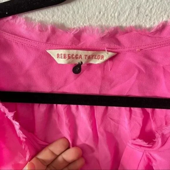 Rebecca Taylor Women's Dress Pink Mini Ruffled Long Sleeve Size 2‎ - Picture 2 of 4